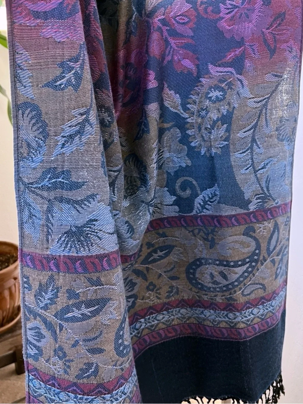 100% Cashmere Pashmina Jacquard Shawl Wrap Scarf Paisley Floral